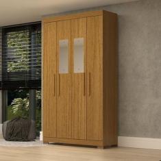 Guarda-roupa Solteiro 4 Portas com Espelho 100% MDF 110cm Papoulas Esp