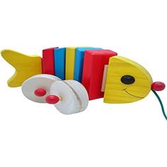 Peixe Articulado De Puxar Em Madeira 100% Artesanal
