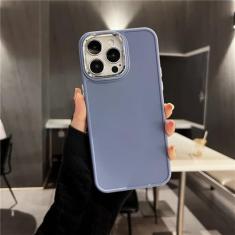 Capa de telefone com lente galvanizada para iPhone 14 Pro Max 13 12 11 Pro Max X XR XS Max 7 8Plus Capa traseira de silicone de cor sólida, DBE, para iPhone 12Pro Max
