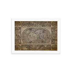 Quadro Vintage Mapa Antigo Navegações Moldura Branca 33x43cm - Quartin
