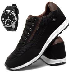 Tenis Sapatenis Casual Masculino Confortavel e Relogio - SapatoFran, P