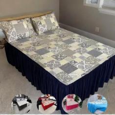 Kit 2 Jogo De Quarto Colcha Lençol Super King Malha Algodão - Tudodica