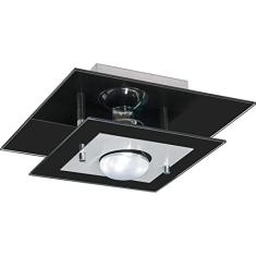 Lustre Luminária Plafon de Vidro Quadrado com 02 vidros para 01 Lampada (Preto)