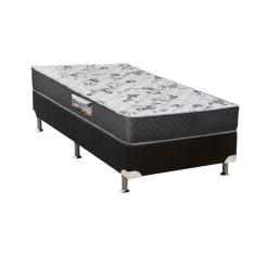 Cama Box Solteiro: Colchão Espuma Herval D28/AG65 Ortopedic Black + Base CRC Suede Black(88x188)