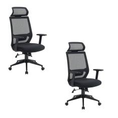 Kit 2 Cadeiras para Escritório Genebra Presidente com Nr17 Preto