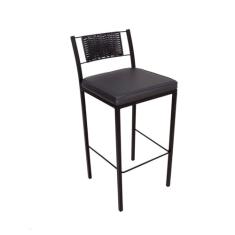 Banqueta Estilo Industrial Onix com Junco Preto