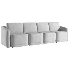 Sofá Cama Para Sala De Estar 5 Lugares 436cm Montserrat K01 Veludo Cinza - Lyam Decor