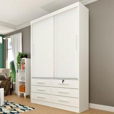 Guarda-Roupa Casal Chicago 2 Portas 6 Gavetas Neve - Tcil Móveis, Bran