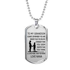 COMTRUDE Colar com pingente To My Grandson, Always Remember You are Braver, presente inspirador de aço inoxidável