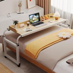 Mesa sobreposta com rodas, mesa sobreposta para laptop, mesa móvel ajustável em altura e comprimento, mesa para computador, mesa sobrecama móvel queen size, mesa de jantar espaçosa, cor de m