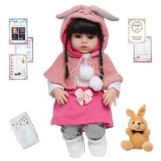 Boneca Reborn Morena Realista Menina Coelhinha Princesa 46cm - Cegonha