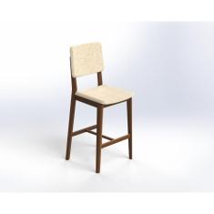 Kit 2 Banquetas Napoli Alta Carmo Móveis Imbuia/Bege