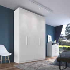 Guarda-roupa Solteiro 4 Portas 2 Gavetas Paris Branco Artico