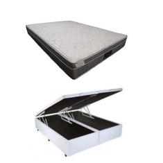 Conjunto Box Baú Casal Bipartido 138x188 + Colchão Riviera Molas Ensac