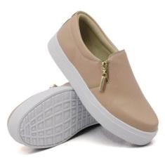 Tênis Dk Uze Shoes Slip On Com Zíper Lateral Sola Leve Feminino-Feminino