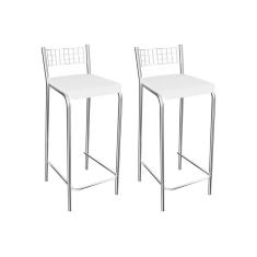 Banqueta de Cozinha Gênova 1B705CR 2 Un Cromado/Courano Branco - Kappesberg