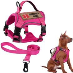 Hanshengday Peitoral tático para cães pequenos, colete militar e coleira para treinamento ao ar livre, colete ajustável para cães de serviço com alça, 3 adesivos