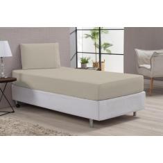 Jogo De Lençol Macio Bege Cama Box Solteiro Percal 2 Peças - Beatriz E