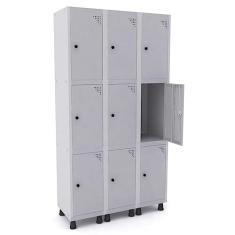 Guarda Volume Roupeiro 9 Portas Aço Grp 503/9 Pandin Móveis Cinza