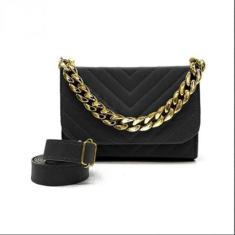 Bolsa Clutch Festa Feminina Detalhes Alça Dourada Fixa e Alça Removivel-Feminino