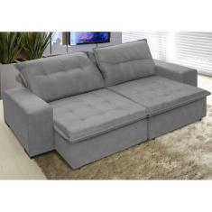 Sofá Austrália 2,52 Mts Retrátil e Reclinavel Tecido Suede Pluma Cinza - Moveis Marfim
