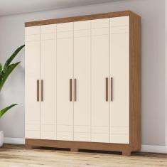 Guarda-Roupa 6 Portas 3 Gavetas B369 Marrom/Off White