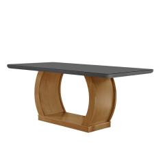 Mesa Para Cozinha Jade C-tampo Madeirado Vidro Canto Curvo 180x90cm Imbuia-grafite - Rufato