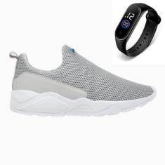 Tênis Masculino Esporte Cadarço Academia Corrida Macio Dia a Dia + Relógio-Masculino