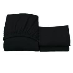 Lençol Casal Padrão Liso Malha Gel + Fronhas - JGM CONFECÇÕES, PRETO