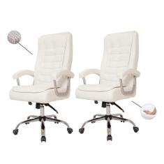 Kit 2 Cadeiras de Escritório Presidente Big Molas Ensacadas Branca - C