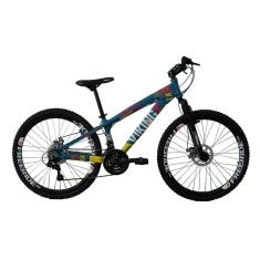 Bicicleta Tuff25 Freeride Aro 26 Azul Amarelo 21 Vel Vikingx