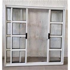Janela Quadriculada 4 Folhas Vidro - Alumínio Branco - Linha 18 Modula