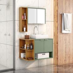 Gabinete Banheiro Ibiza 2 Portas Cuba e Armario Espelheira - Móveis Be