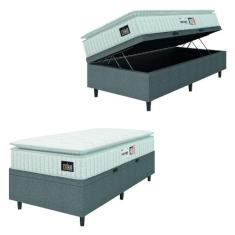 Cama Box Baú Colchão Solteiro Espuma D33 Vangogh Pillow Top 88x188x70c