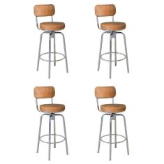 Conjunto 04 Banquetas Giratória em Aço Capadócia Yescasa Cromado/Caramelo