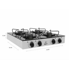 Fogão A Gás Junior Glass 4 Bocas Arr Branco Portátil Clarice - Clarice