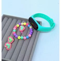 Kit Relógio Infantil Digital Led Esportivo Bracelete Prova água Crianç