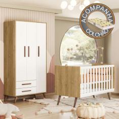 Quarto de Bebê com Berço Americano 3820 e Roupeiro 3830 Qencanto Retrô