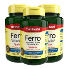 Kit 03 Ferro 100% IDR  Maxinutri com 60 Cápsulas