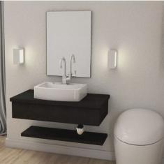 Bancada para Banheiro 80cm com Cuba Aria e Prateleira 805w Metrópole