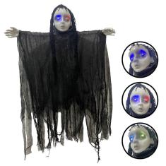 Boneco Halloween Pendurado Criança Fantasma Com Som E Luz