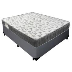 Cama Box Casal Sintético + Colchão De Molas Ensacadas Sereneprime 138x188x58cm Cinza