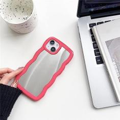Estojo de espelho ondulado transparente fofo e elegante para iPhone 11 12 13 14 Pro Max 7 8 XR XS, rosa, para iphone xr