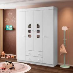Guarda-Roupa Infantil Lívia 4 Portas 2 Gavetas Branco