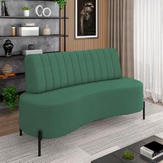 Sofá Living Decorativo 2 Lugares 1,60M Katara Pés de Ferro Linho Rústico Verde G33 - Gran Belo