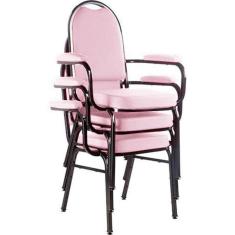 Kit Com 3 Cadeiras Para Auditório Linha Hotel Rosa