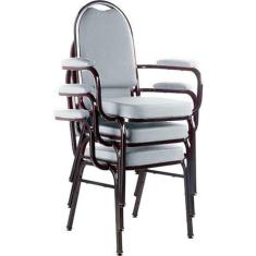 Kit Com 3 Cadeiras Para Auditório Linha Hotel Cinza