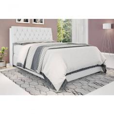 Cabeceira Box Casal 1,38 Isis Branco Com Capitonê Branco - Framar Móveis