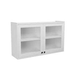 Armário Aéreo 120cm 2 Portas com Vidro Moldurado Cozinha Sevilha - Her