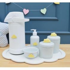 Kit Higiene Porcelana Bebê K033 Bandeja Nuvem Moderno Sabonete Térmica